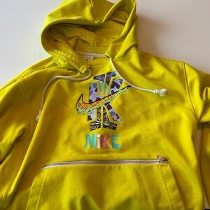 Nike Vibrant Yellow Hoodie with Multicolor Logo